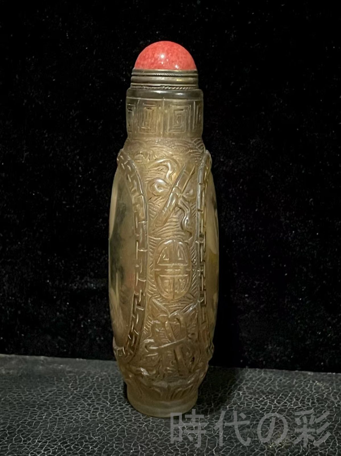 中国古美術 旧家蔵出 清代 琉璃 内絵鼻煙壷 名家手繪 観音 鼻煙壺 古玩 細工 古置物 縁起物 時代物 R07092108