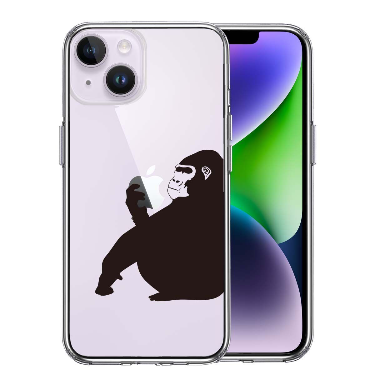 iPhone14 iPhoneケース ゴリラ ブラック アップルマーク 食べる - メルカリ