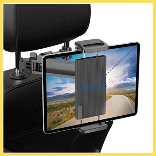 happy-shops 【最大12.9インチにも対応】タブレット ホルダー 車載ホルダー スマホ ホルダー ヘッドレスト ホルダー 伸縮アームスタンド ヘッドレストシャフト取付範囲約12cm～15cm 後部座席用4.9-