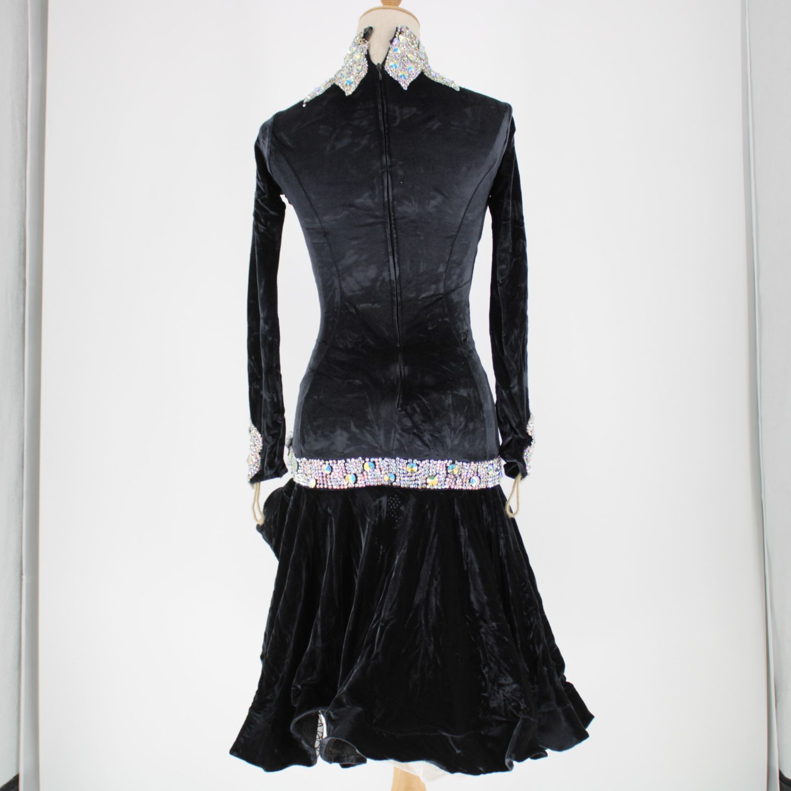 社交ダンス衣装】ブラック ワンピース ドレス ラインストー