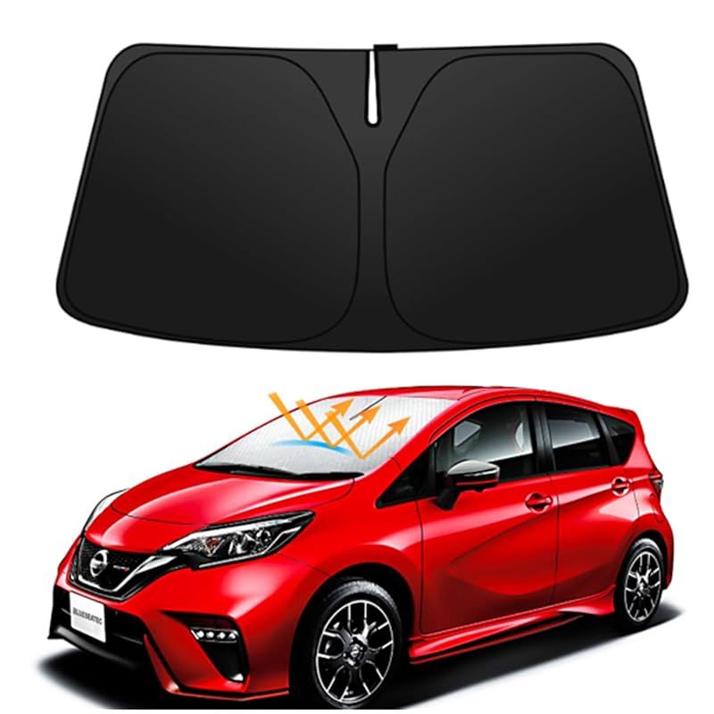 【多層断熱素材】BLUESEATEC 日産ノート e12 フロントサンシェード Nissan Note E12系 2012年9月-現行 サンシェード フロントガラス用 車用サンシェード 車種専用設計 UVカット 日焼け防止 劣化防止 断