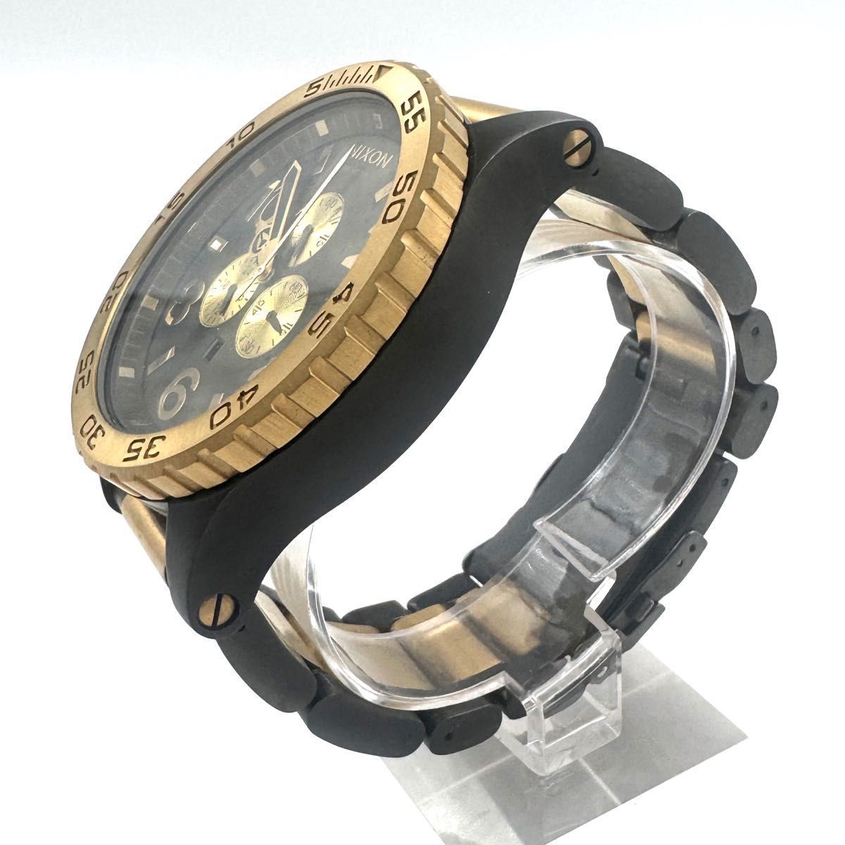 NIXON THE 51 30 CHRONO ニクソン クロノグラフ デイト クォーツ 腕時計 ゴールド ブラック 箱