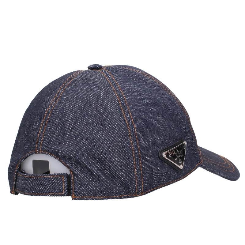 プラダ 2HC274 RE-NYLON三角プレートデニム帽子 メンズ XL PRADA
