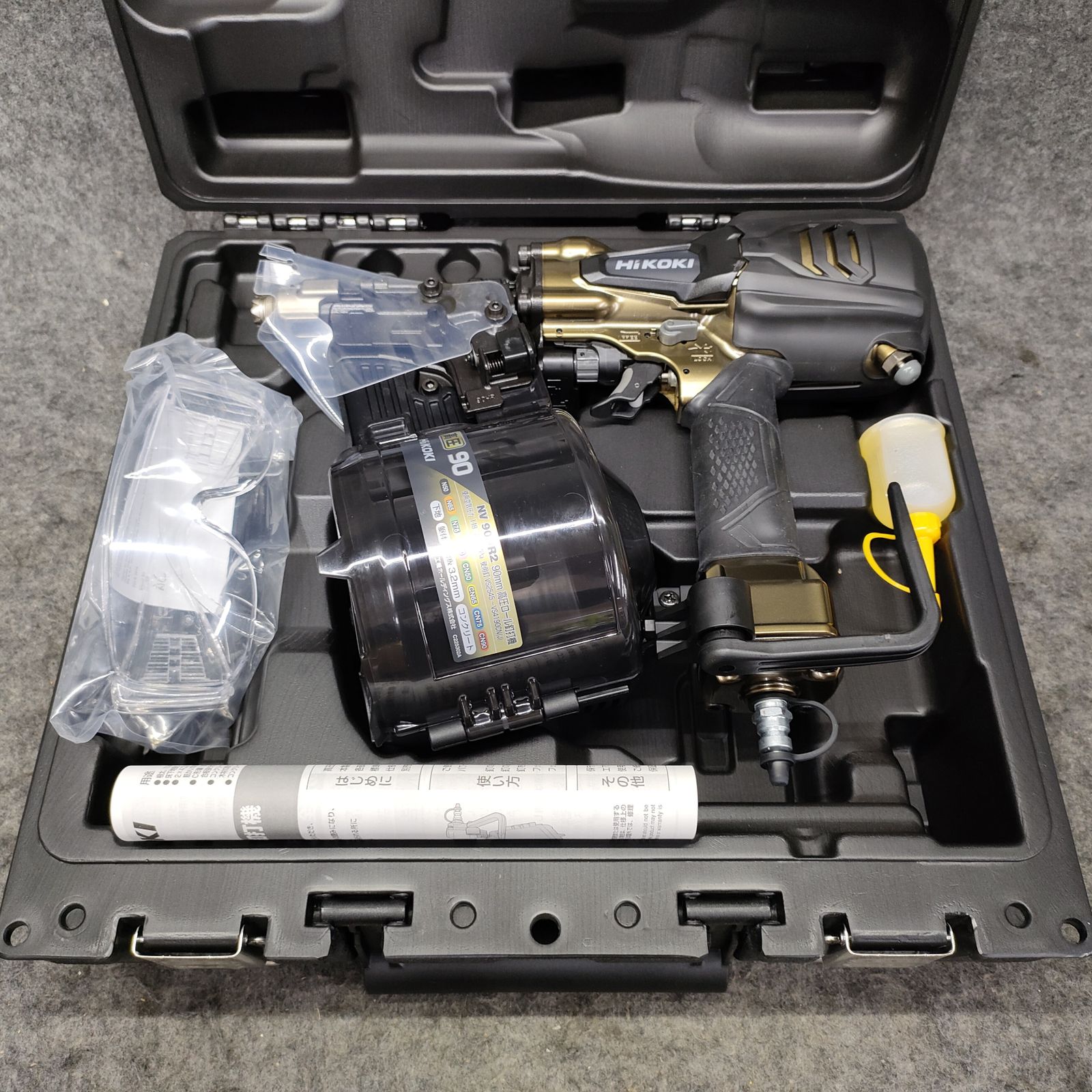 未使用品】 日立工機 NV90HR (SGK) 90mm 高圧ロール釘打機 銀鏡