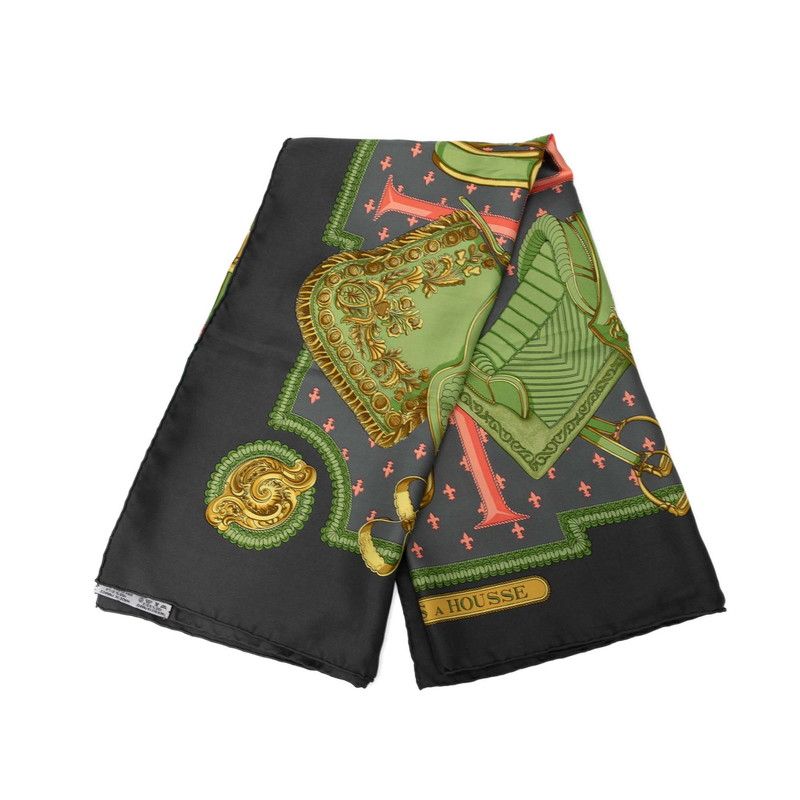 エルメス カレ90 SELLES A HOUSSE カバーへの腰かけ グレー マルチカラー シルク レディース HERMES 1-0210182