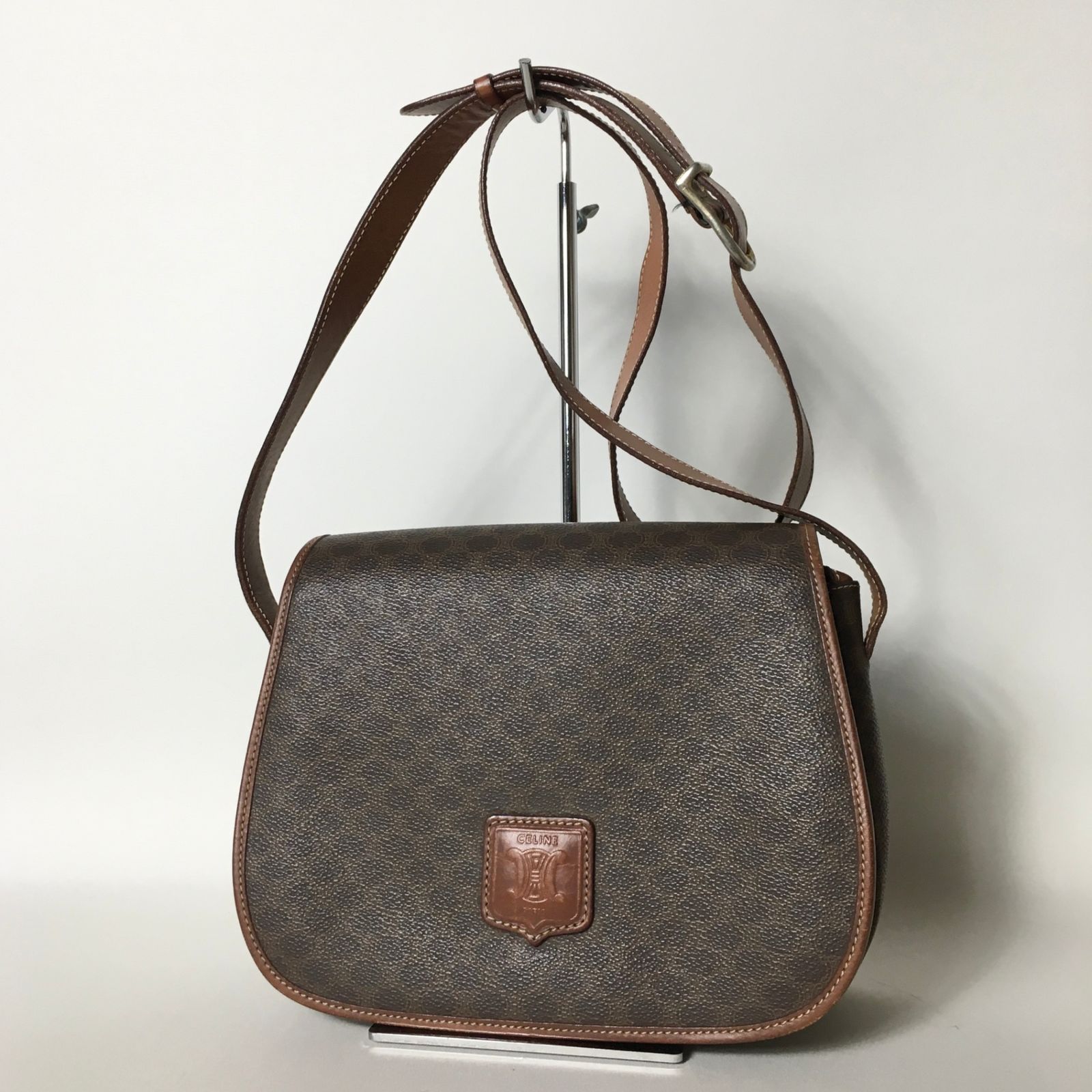 2507-183｜セリーヌ ショルダーバッグ ブラウン マカダム柄 トリオンフ