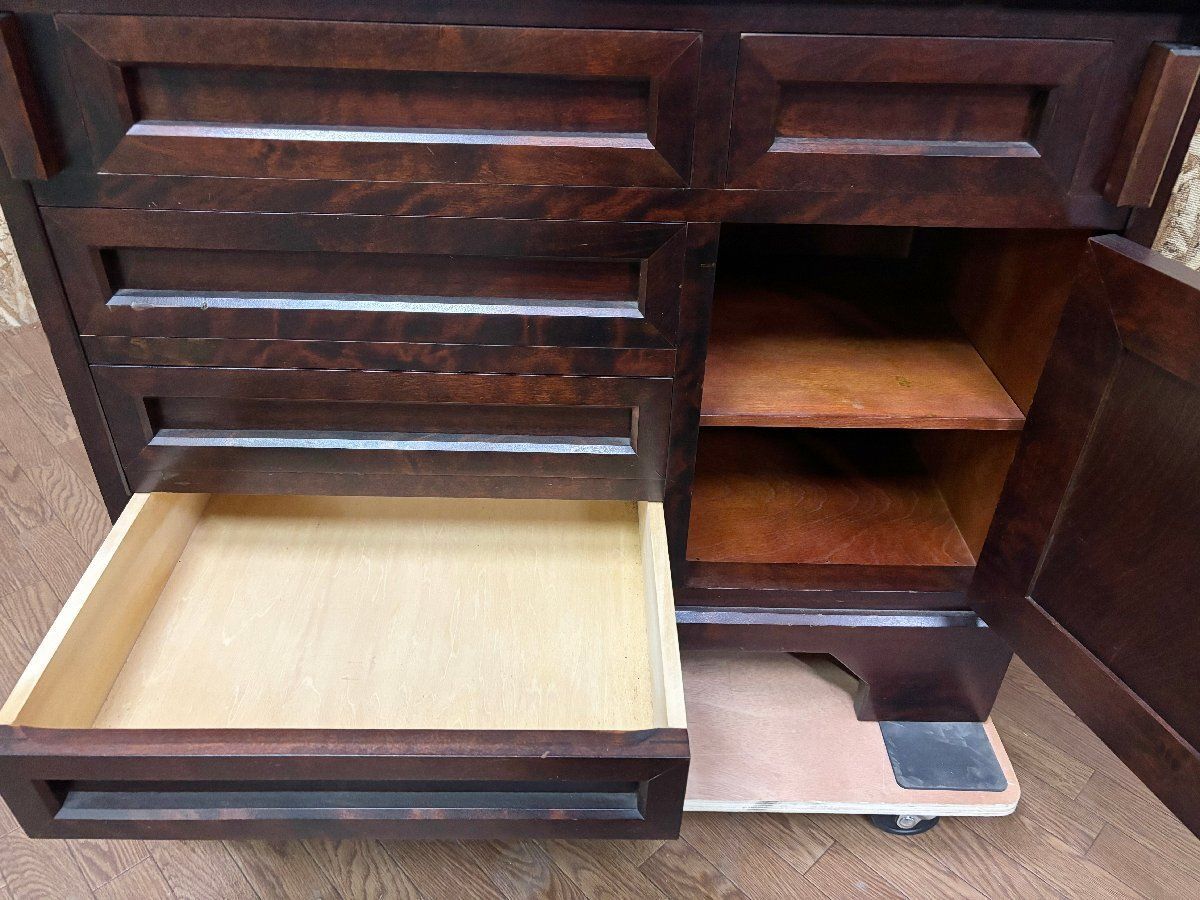 ○北海道民芸家具 ライティングビューローデスク 書斎 机 チェスト