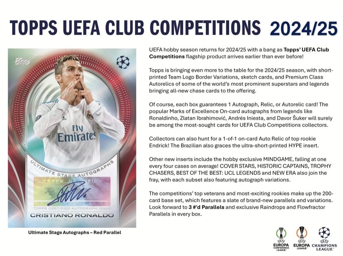 1 Box 2025-25 TOPPS UEFA Club Competitions Hobby