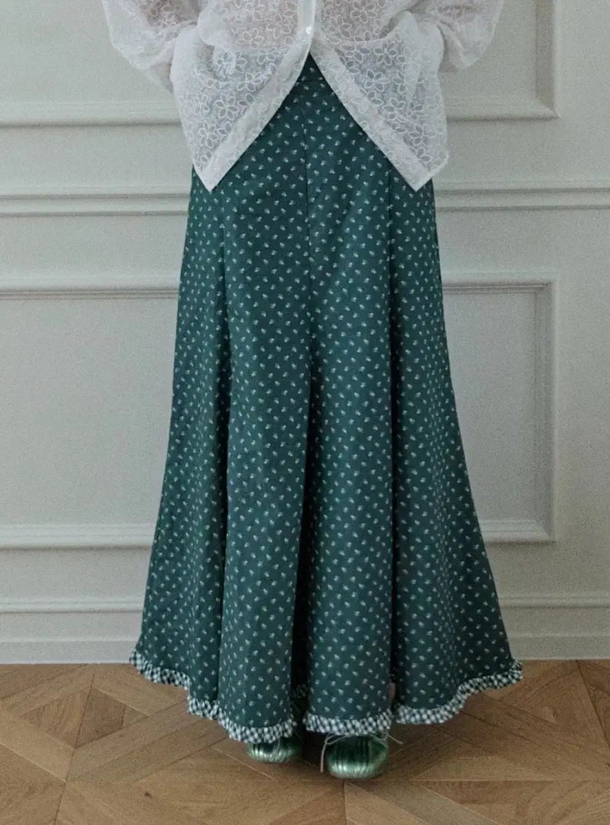 ホークス ポークス Hippie flower long skirt Green