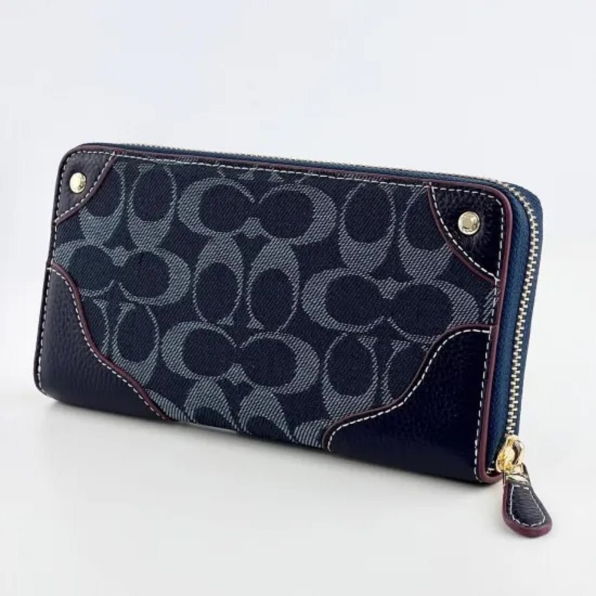 新品 COACH 長財布 コーチ財布 ネイビー 財布 長財布 シグネチャー
