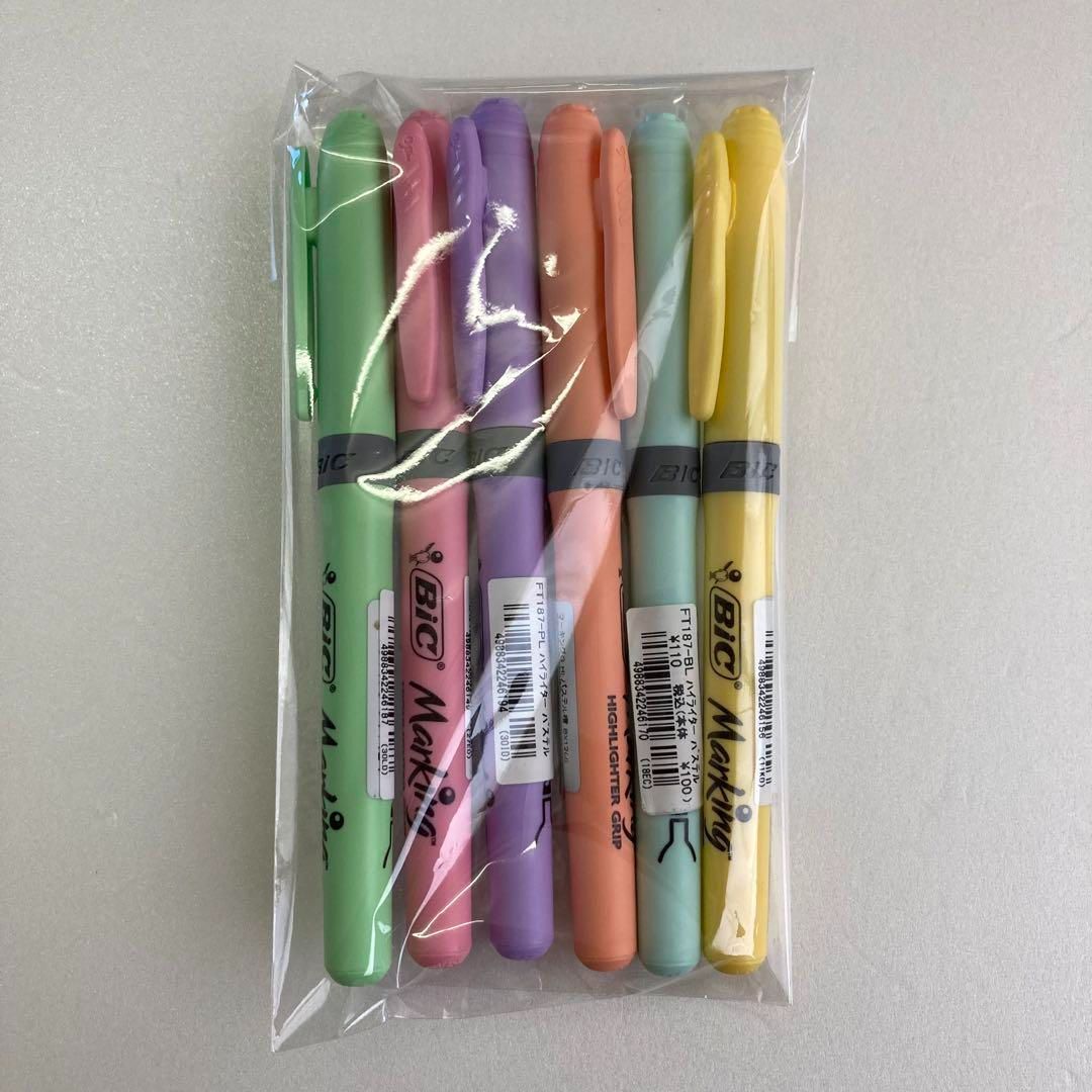 蛍光ペン 蛍光マーカー BIC ビック マーキングハイライターグリップ かわいい シンプル 手帳 筆記具