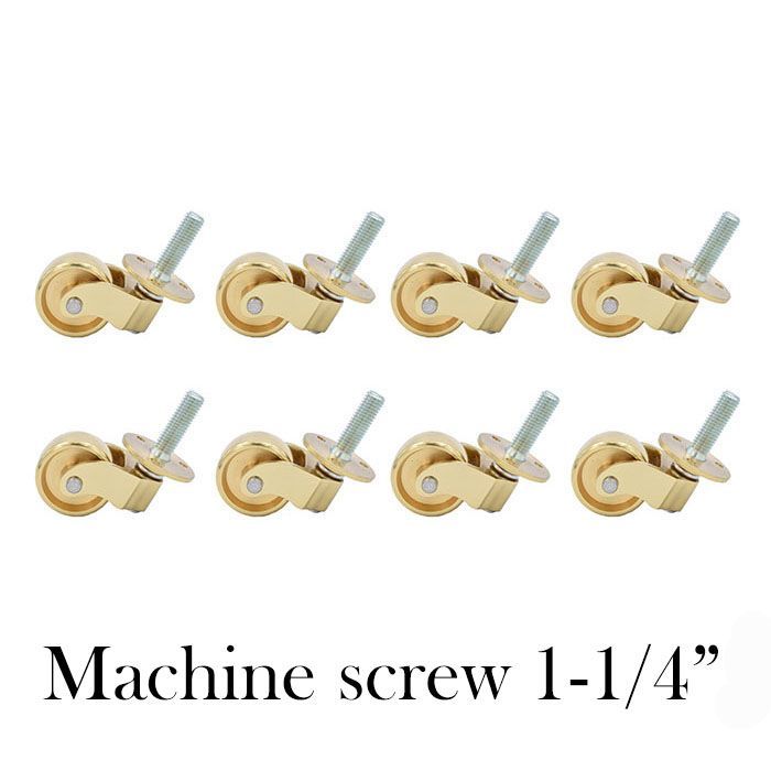 8個セットブラス（真鍮)キャスター 1-1/4” マシンスクリュー（機械ネジ）
