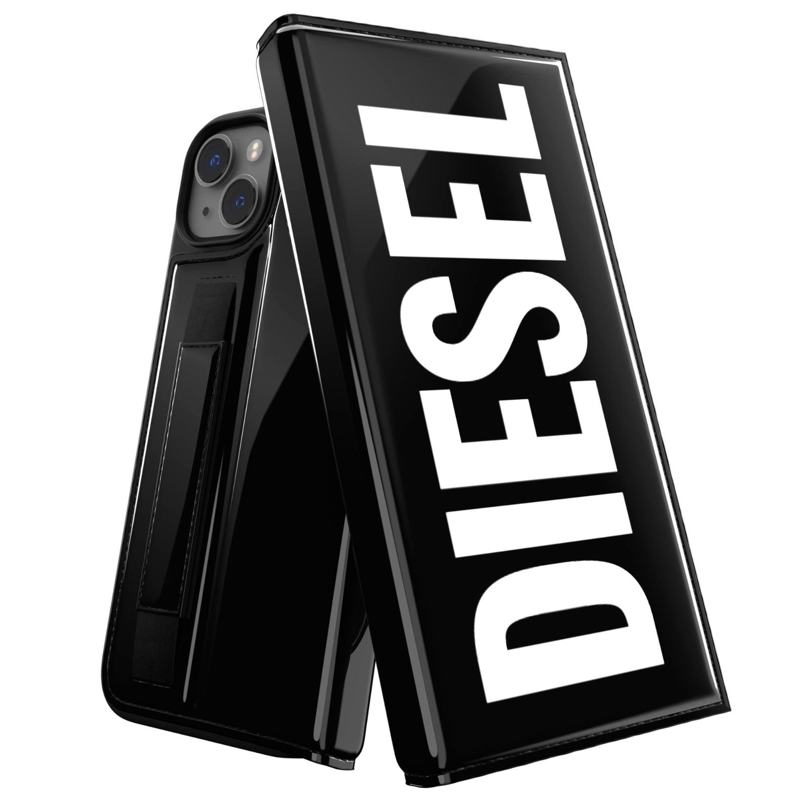 色: ブラック/ホワイト】DIESEL iPhone14Plusケース 手帳型 - TUMA