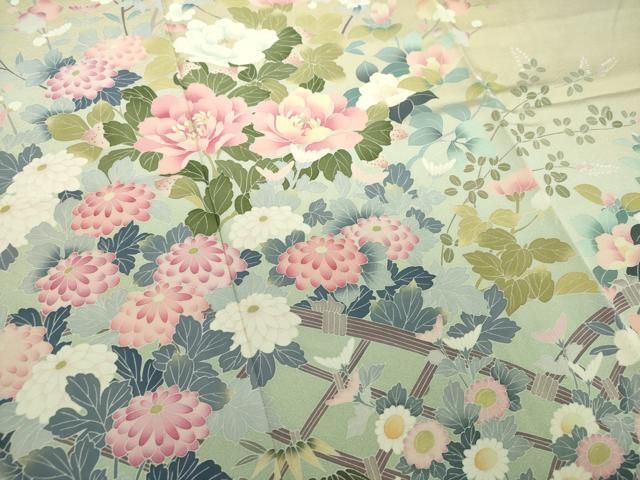 平和屋着物○訪問着 友禅 作家物 籬花文 暈し染め 正絹 逸品