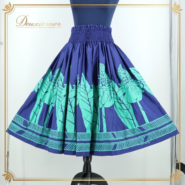 フラダンス 衣装 パウスカート パープル系 ツツビ TUTUVI トーチジンジャーフラ ダンス 紫 緑トーチジンジャー柄 華やか かわいい TorchGinger グリーン系