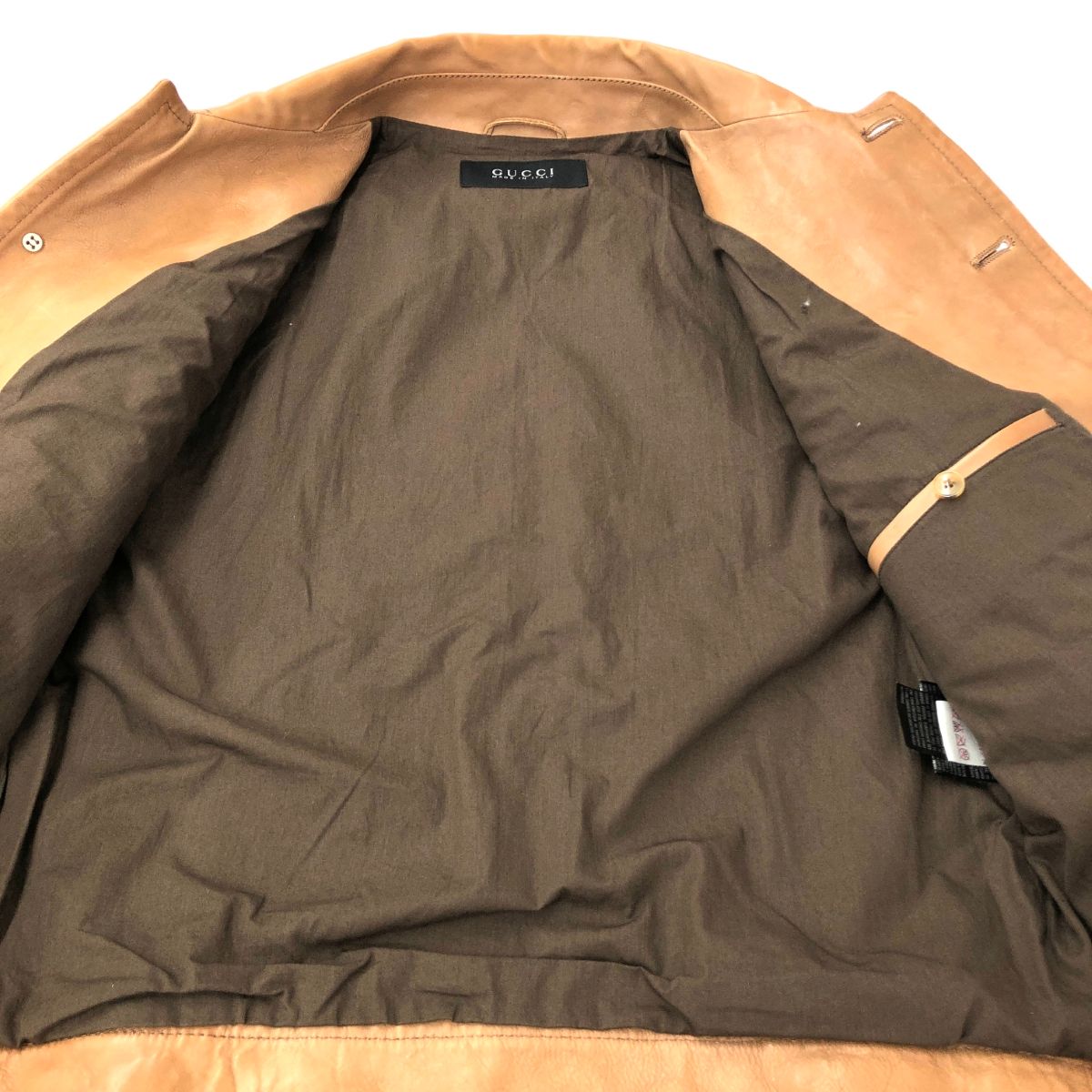 GUCCI グッチ トムフォード期 レザージャケット 50 ベージュ 山羊革