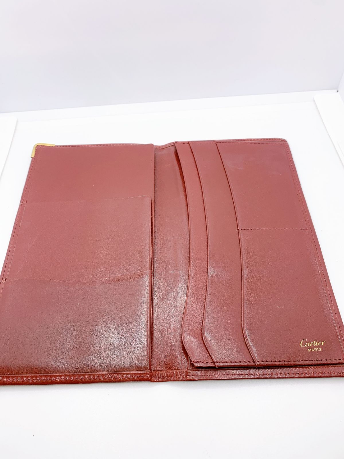 【ジャンク】　Cartier/カルティエ　2つ折り財布　札入れ　マストライン　ボルドー