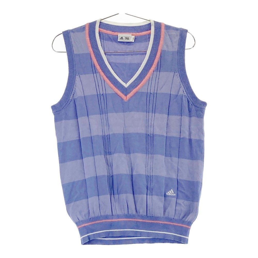 【格安，100%新品】 サイズ：L ADIDAS GOLF アディダスゴルフ N55135 ニットベスト ボーダー柄 パープル系 [240101446329] ゴルフウェア レディース ストスト ベスト