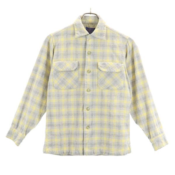 ペンドルトン 50ｓ チェック 長袖 シャツ S 黄系 PENDLETON ウール