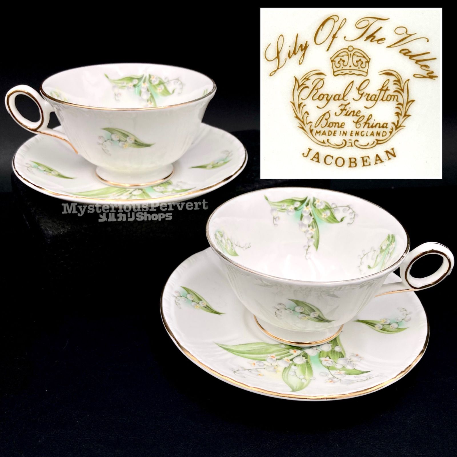 MZ618) Royal Grafton Lily of the Valley カップ＆ソーサー 2客 セット 現状品 - メルカリ