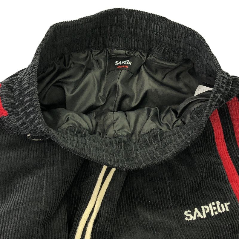 中古】SAPEur コーデュロイトラックパンツ M 黒 赤 サプール[66
