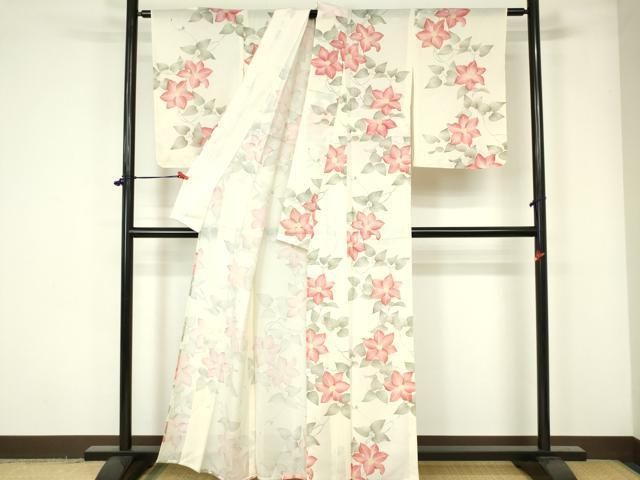 着物屋こころ■上質な小紋 草花間道 正絹 逸品 ph3277 着物屋こころ■上質な小紋 草花間道 正絹 逸品 ph3277