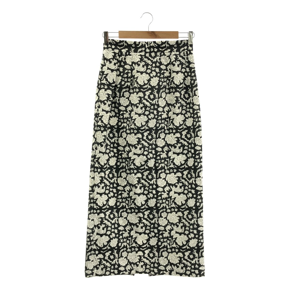 SZ Blockprints | エスゼットブロックプリント | × Ron Herman | ロンハーマン Nila Print Skirt | 総柄 フラワー バックジップ スリット スカート | S | ブラック|ホワイト | レディース