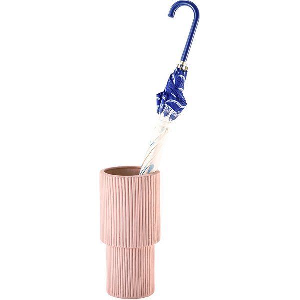 傘立て アンブレラスタンド 陶器製 オレンジ x ゴールド モダン アート
