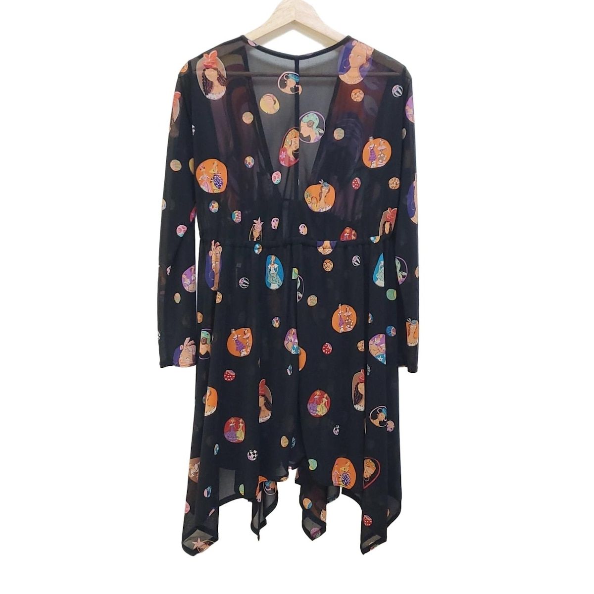 黒×オレンジ×マルチ 長袖|ロング丈