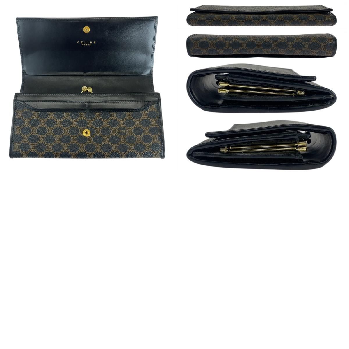 CELINE Cマカダム 長財布 スエード レザー ブラック 黒 CELINE セリーヌ 長財布 ファスナー付き 財布 メンズ マカダム