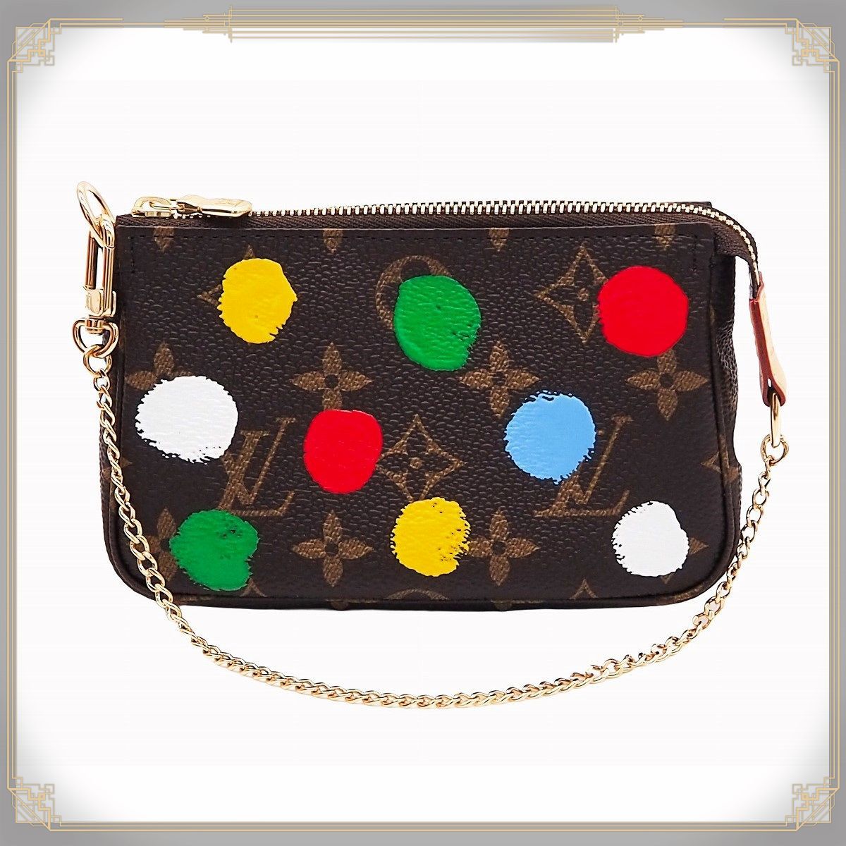 N 新品/未使用品】LOUIS VUITTON ルイ ヴィトン LV×YK ミニ・ポシェット・アクセソワール ペインティッド ドット  モノグラム・キャンバス 水玉模様 バッグ ハンドバッグ ポーチ 草間彌生 ブラウン マルチカラー ゴールド金具 M81866 - メルカリ