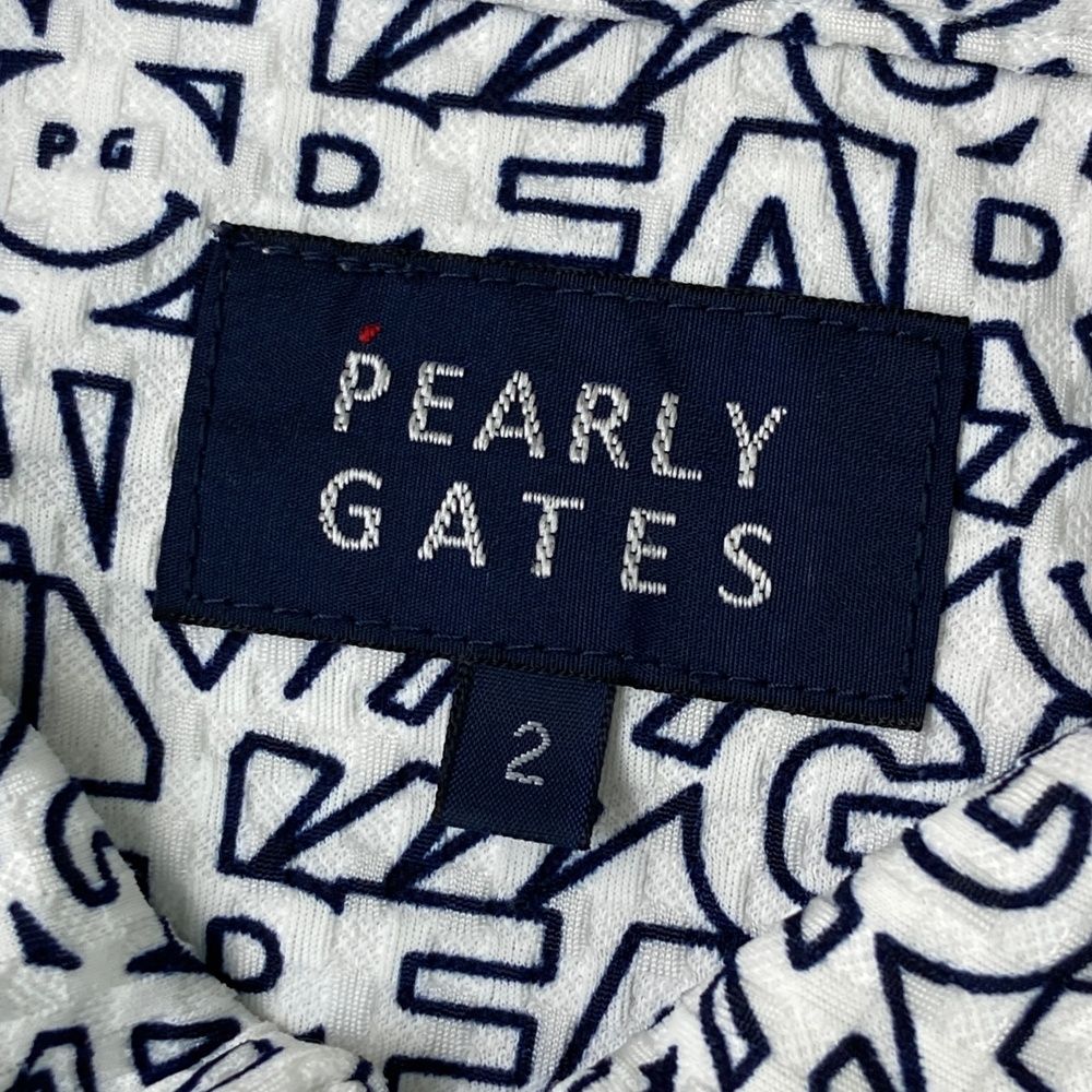 サイズ 2 PEARLY GATES パーリーゲイツ サッカー地 半袖ポロシャツ ニコちゃん 総柄 ホワイト系 240101532462 ゴルフウェア レディース ストスト WHITEMONARCHHOTEL_COM