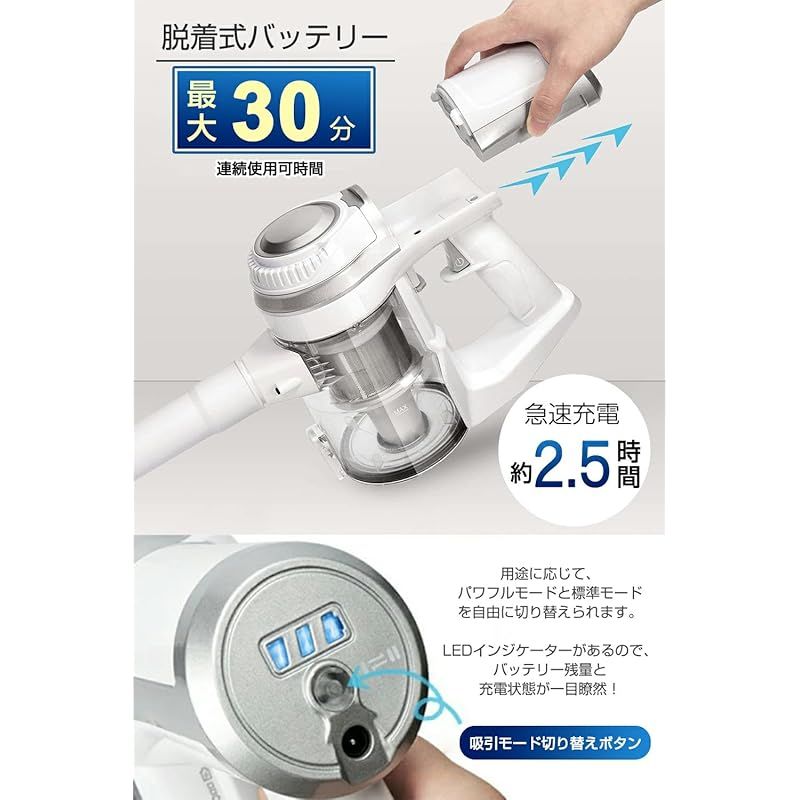 コードレス掃除機 充電式【2024NEWモデル&45000pa強力吸引】 【公式通販】
