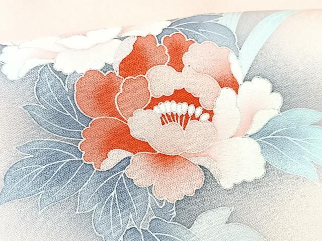 平和屋着物○訪問着 水辺風景花文 暈し染め 金銀彩 正絹