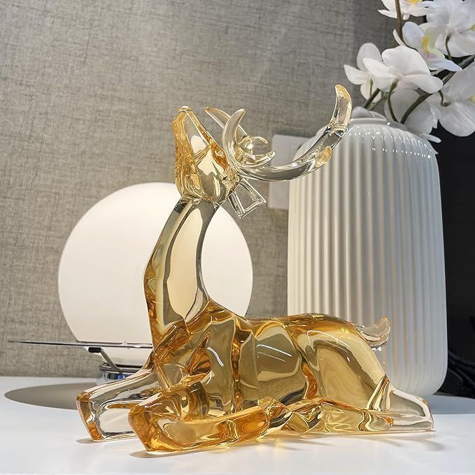 鹿 節約 アニマル オーナメント クリスタル 透明 レジン彫像 アート