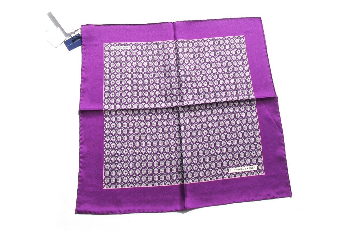 |♥|ターンブル-アッサー|Turnbull - Asser|08|オーバル柄シルクポケットチーフ