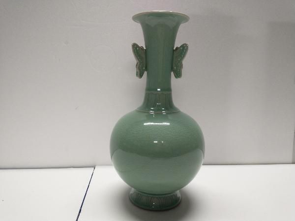 韓国陶芸　東谷　青磁　花瓶 木箱入り☆ 韓国陶器 東谷 青磁 花瓶 高麗磁器【金 正黙