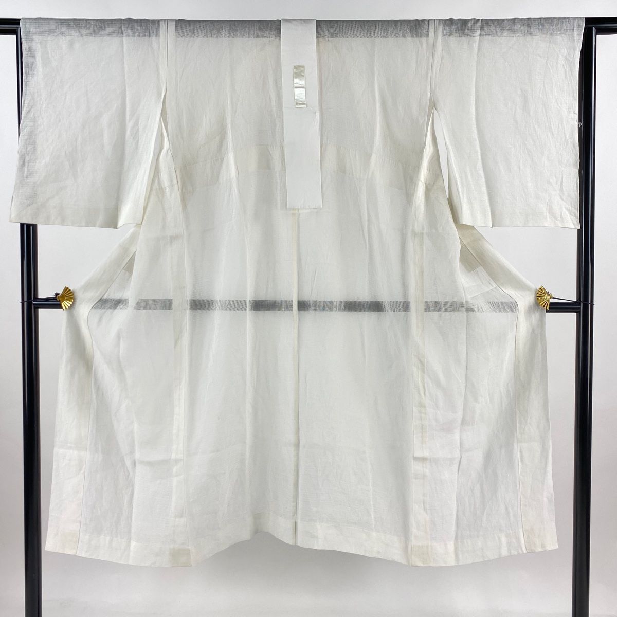 長襦袢 身丈129cm 裄丈66.5cm M 絽 鈴乃屋 地紋 白 正絹 名品 【中古】 