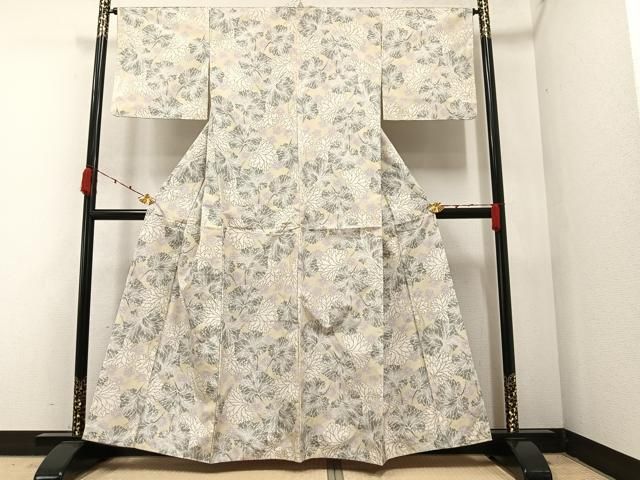 平和屋着物＊夏物　訪問着　絽　手描き　草花文　銀彩　正絹　逸品　AABD4603jd 平和屋着物＊夏物 訪問着 絽 型染め 草花文 正絹 逸品 AAAX7809jd