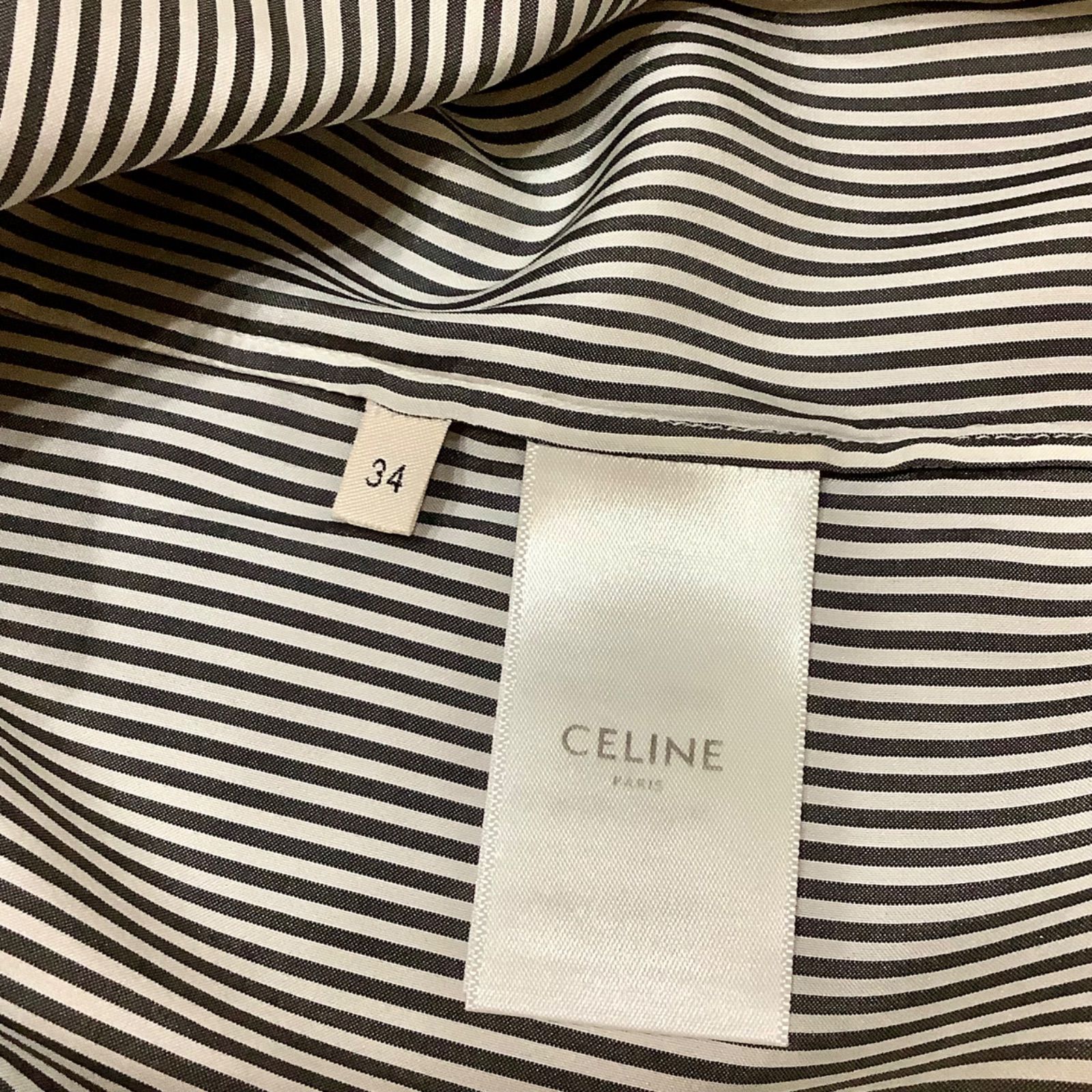 セリーヌ CELINE エディ期 ストライプ リボン ブラウス 長袖 34 