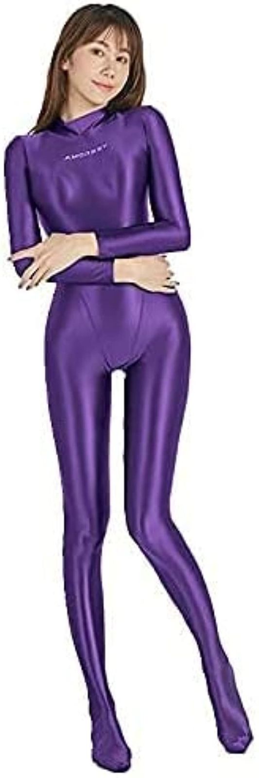 Lipro つるつる すべすべ ぴっちり 全身タイツ コスプレ 伸縮 弾力 AMORESY( パープル，  2XL)