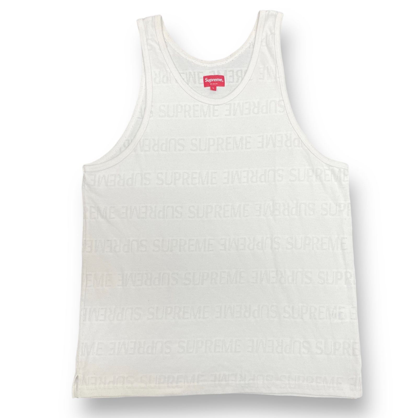 国内正規 Supreme 18SS Mesh Stripe Tank Top ストライプ ロゴ 