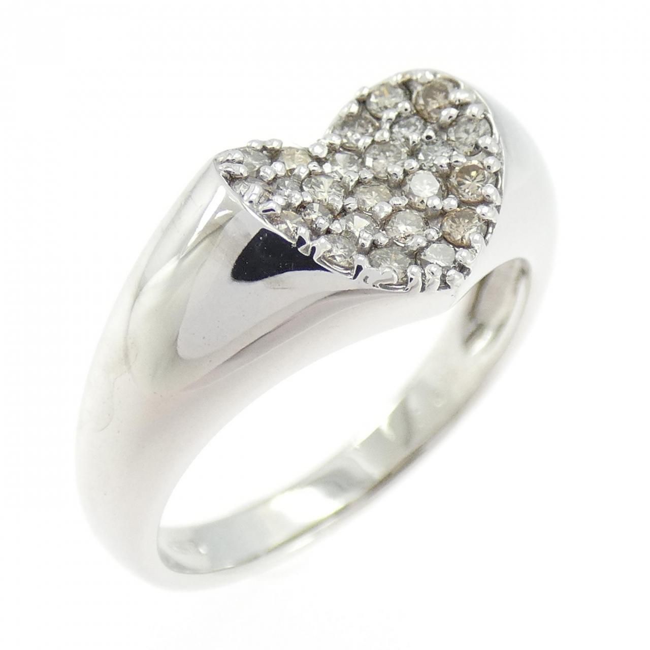 K18WG ハート パヴェ ダイヤモンド リング 0.30CT