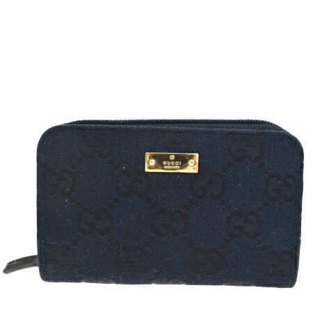 【中古】 美品 グッチ GUCCI キーケース カードケース 名刺入れ GG柄 ブラック キャンバス レザー 07BE194