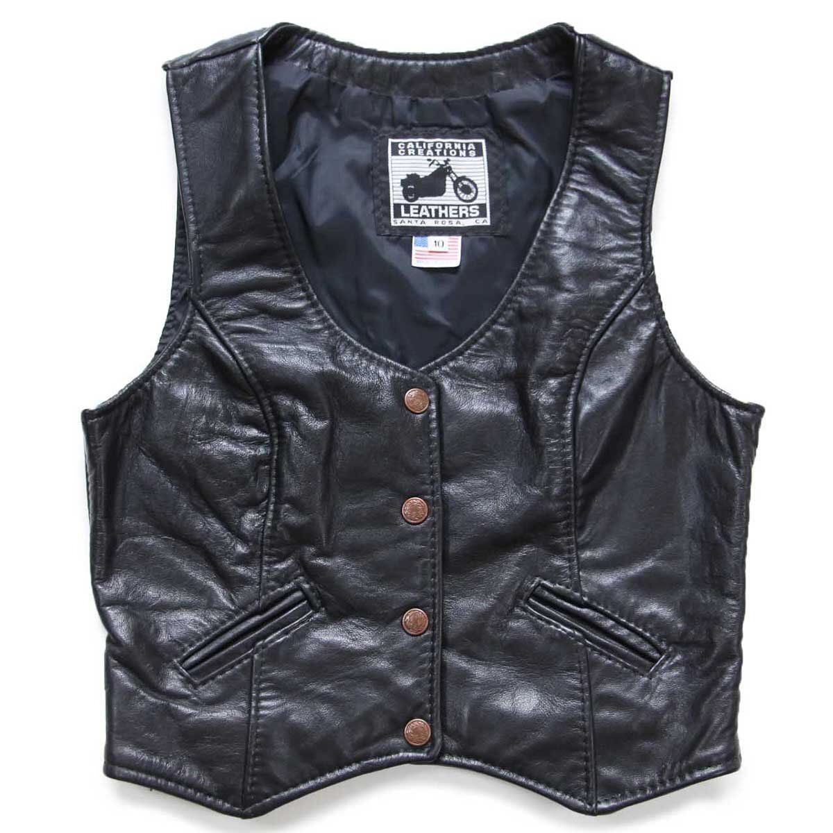 USA製 CALIFORNIA CREATIONS LEATHER レザーベスト 黒 10