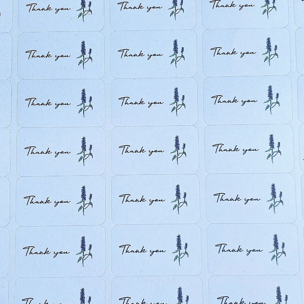 Thank youシール ラベンダー 筆記体 サンキューシール 65枚＊NO