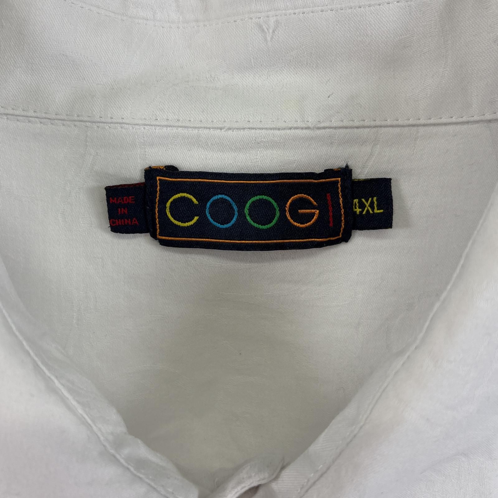 古着 クージー COOGI 長袖シャツ 大きいサイズ 両面 刺繍 ロゴ ボタンシャツ 4XL ホワイト系 総柄 メンズ - メルカリ