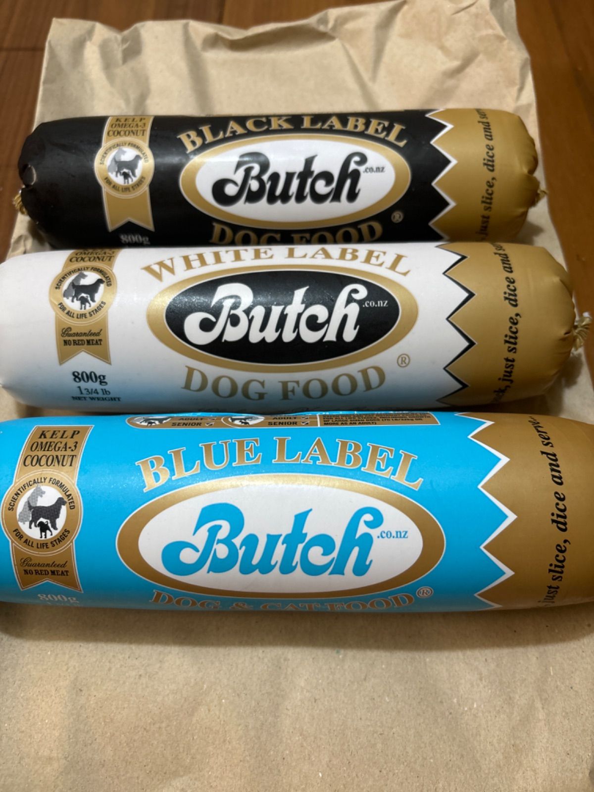 ブッチ 3本セット+キャプ1個 ブッチ ドッグフード 2kg×3本、800g×