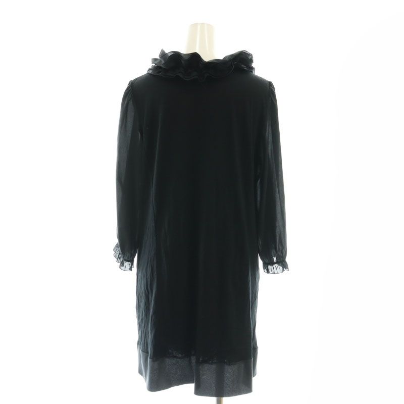 美品 大きいサイズ トゥービーシック パール フリルワンピース トゥービーシック TO BE CHIC 大きいサイズ フリル装飾