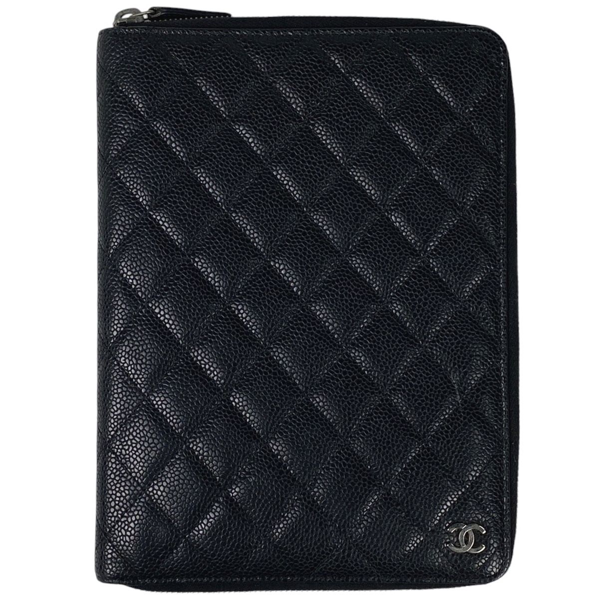 シャネル CHANEL ココマーク 手帳カバー マトラッセ ノートカバー 手帳 ブックカバー キャビアスキン ブラック レディース